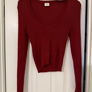Abercrombie & Fitch Red Ribbed Sweater